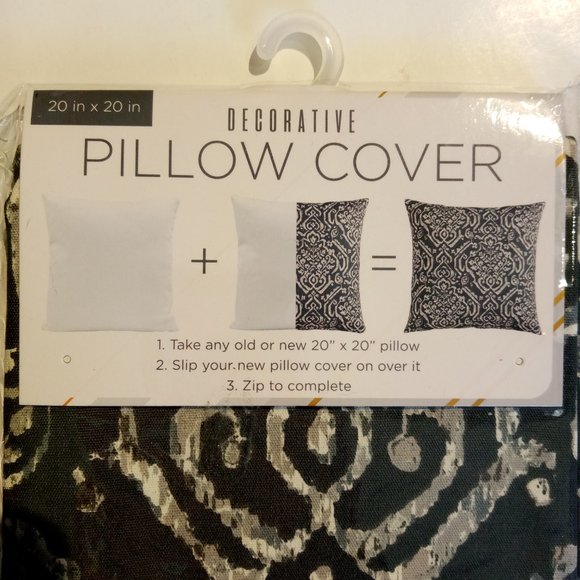 Decorative Pillow Cover  20 x 20  Della Grey  Scroll/Geometric Print  NEW in pkg - Picture 2 of 9